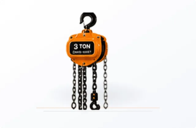 Manual chain hoist front view for packaging and carton planning