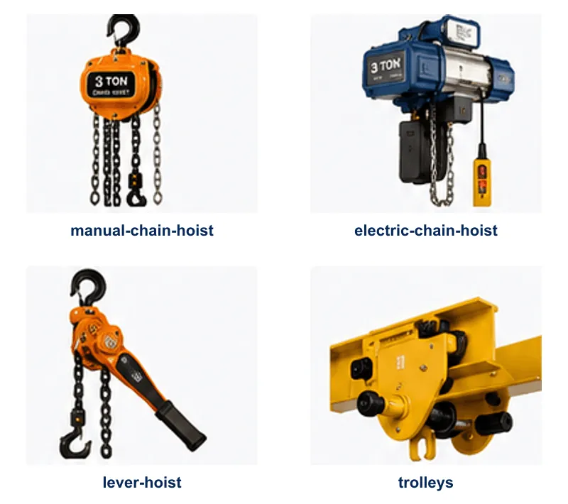 Chain hoist product reference sheet used for project capacity and specification review